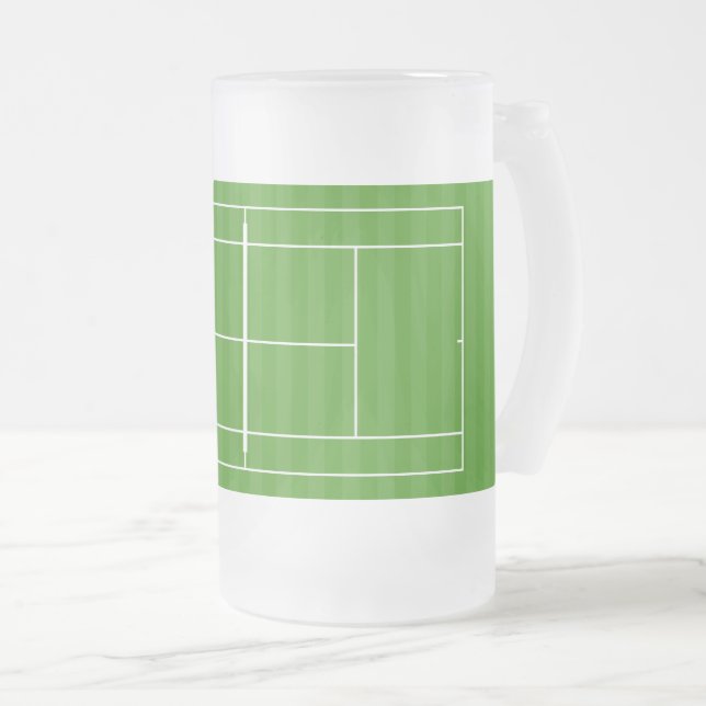 TENNIS COURT LINE MARKING FROSTED GLASS BEER MUG (Front Right)