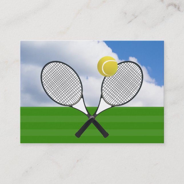 Tennis court & TENNIS RACKETS Business Card (Front)