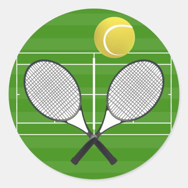 Tennis court & TENNIS RACKETS Classic Round Sticker (Front)
