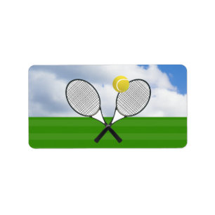 Tennis court & TENNIS RACKETS Label