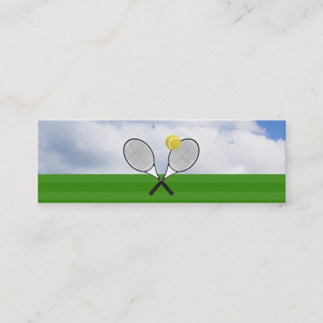 Tennis court & TENNIS RACKETS Mini Business Card (Front)