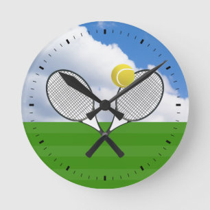 Tennis court & TENNIS RACKETS Round Clock