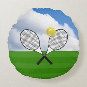 Tennis court & TENNIS RACKETS Round Cushion