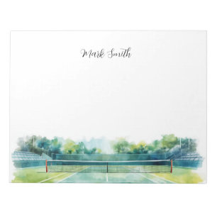 Tennis Court watercolor Notepad