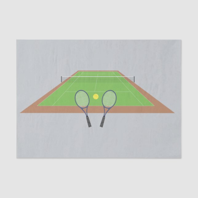 Tennis Court With Rackets Tissue Paper (Front)