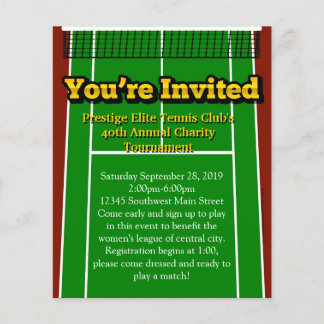 Tennis Court You're Invited Custom Small Flyers