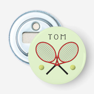Tennis crossed rackets personalised green bottle opener
