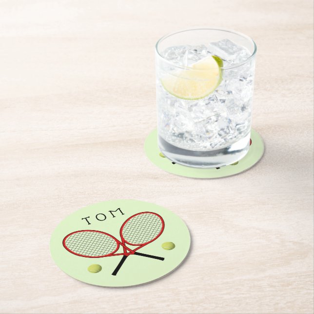 Tennis crossed rackets personalised Paper Coaster (Insitu)
