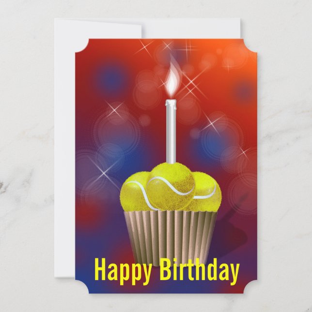 Tennis Cupcake Birthday party Invitation (Front)