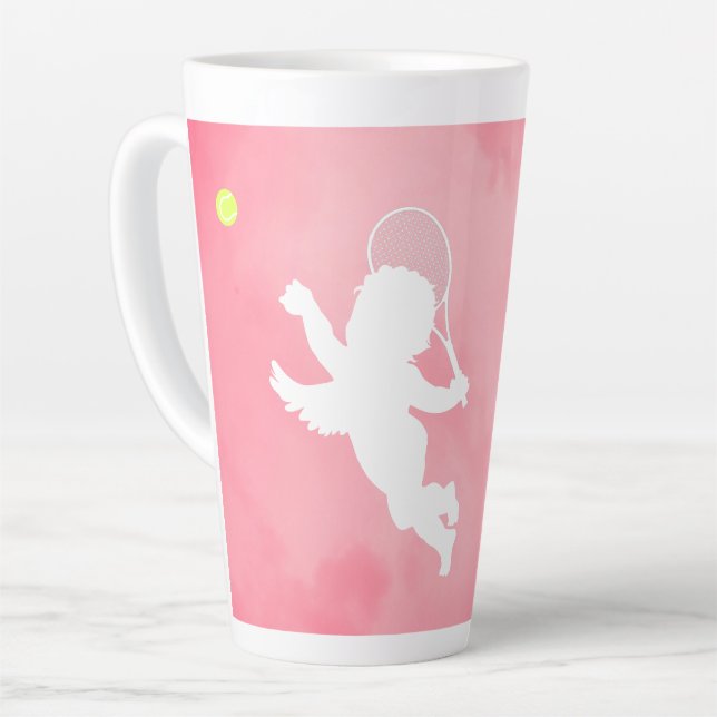 Tennis Cupid Latte Mug (Left Angle)