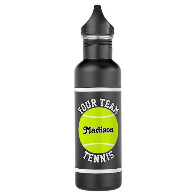 Tennis Custom Team and Player Name Sports Black 710 Ml Water Bottle (Left)
