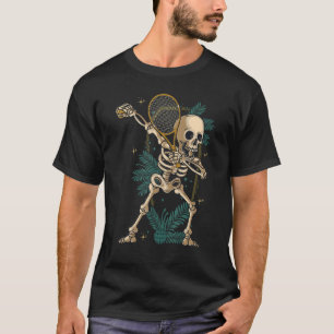 Tennis Dabbing Skeleton Tennis With Racket Hallowe T-Shirt