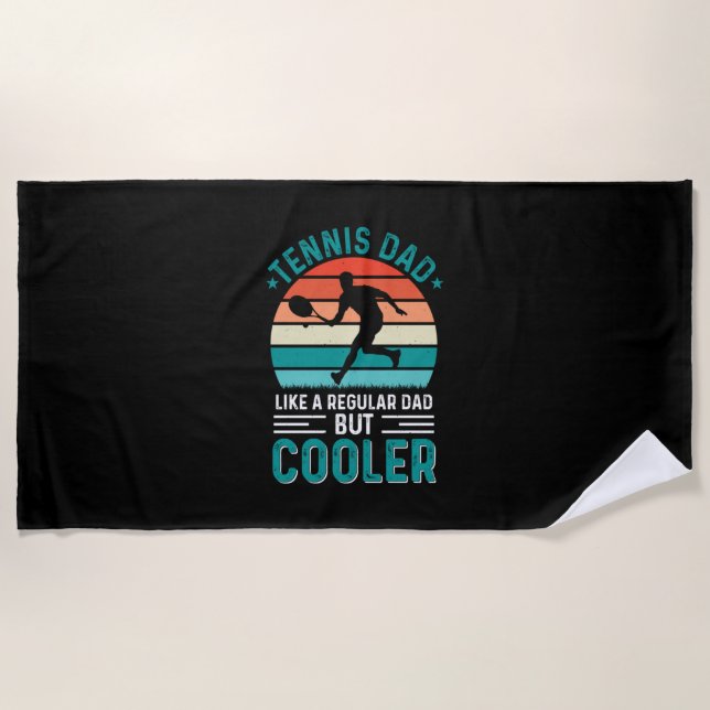 Tennis Dad Retro Sunset Beach Towel (Front)