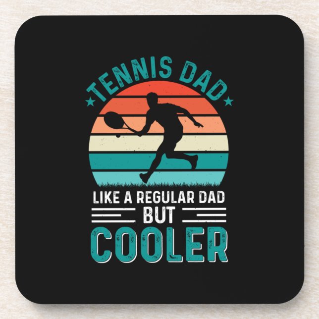 Tennis Dad Retro Sunset Coaster (Front)