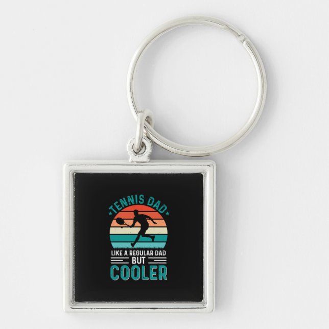 Tennis Dad Retro Sunset Key Ring (Front)