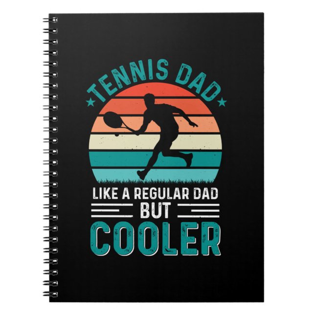 Tennis Dad Retro Sunset Notebook (Front)