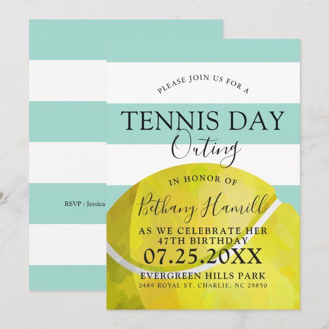 Tennis Day Outing | Tennis Themed Green Invite (Front/Back)