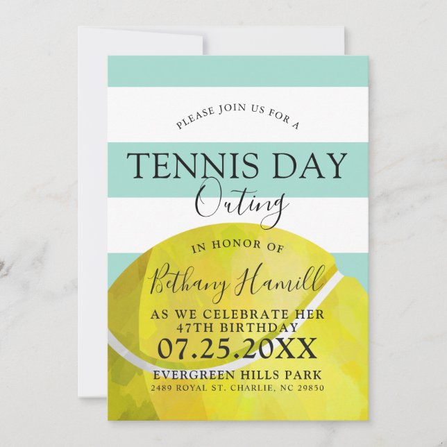 Tennis Day Outing | Tennis Themed Sage Invite (Front)