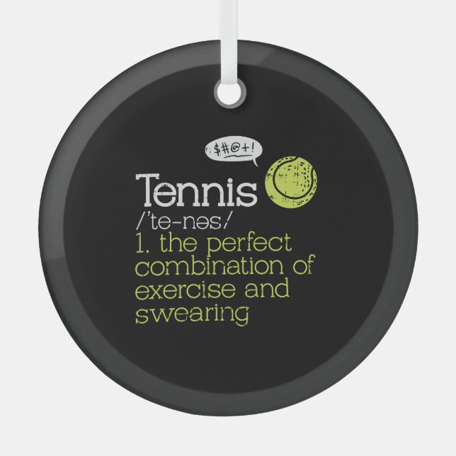 Tennis Definition Glass Tree Decoration (Front)