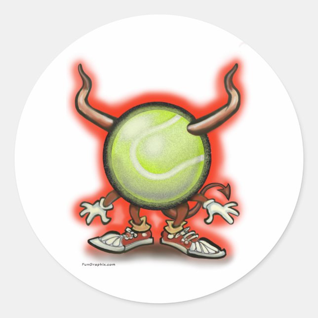 Tennis Demon Classic Round Sticker (Front)