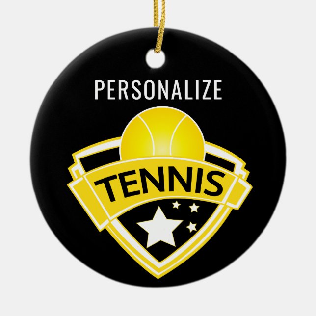 Tennis Design Ceramic Tree Decoration (Front)