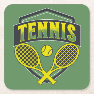 Tennis design for tennis lovers square paper coaster