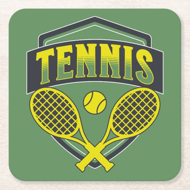 Tennis design for tennis lovers square paper coaster (Front)