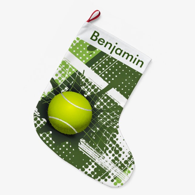 Tennis Design Large Christmas Stocking (Front (Hanging))