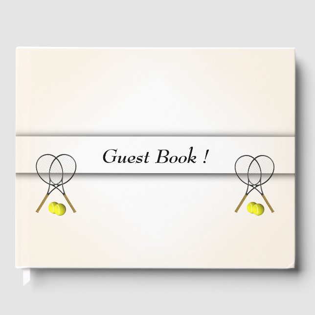 Tennis Design Personal Text Spine Guest Book (Front)