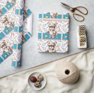 Tennis Dog Let's Play the Game  Wrapping Paper