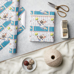 Tennis Dog Let's Play the Game  Wrapping Paper
