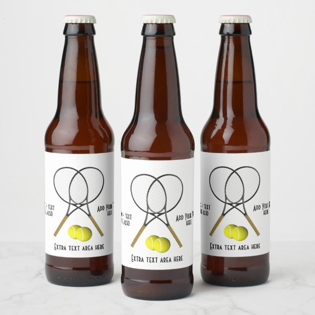 Tennis Doubles 3 Text Areas Beer Bottle Label (Bottles)