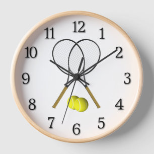 Tennis Doubles Black Numbers Clock