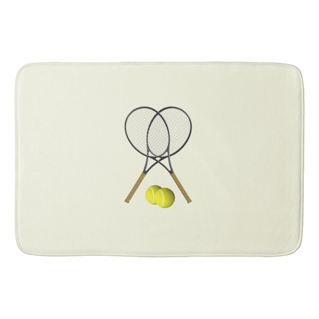 Tennis Doubles Cream Bath Mat (Front)
