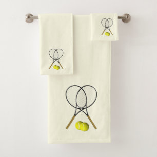 Tennis Doubles Cream Bath Towel Set