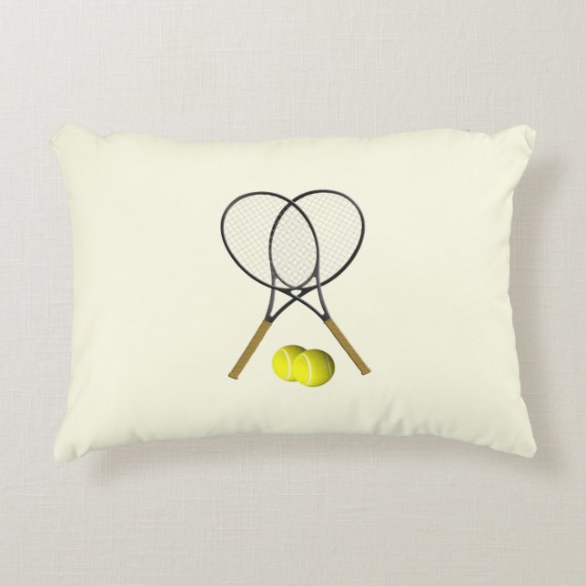 Tennis Doubles Cream Decorative Cushion (Front)