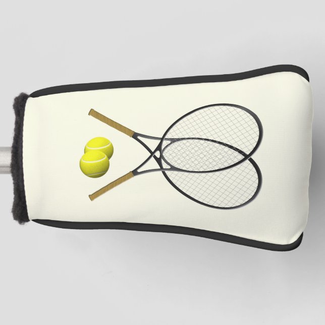 Tennis Doubles Cream Golf Head Cover (Front)