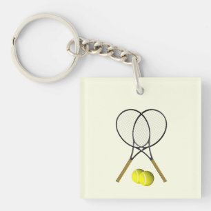 Tennis Doubles Cream Key Ring