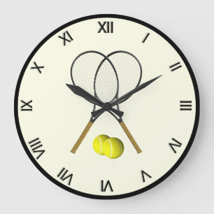 Tennis Doubles Cream Large Clock
