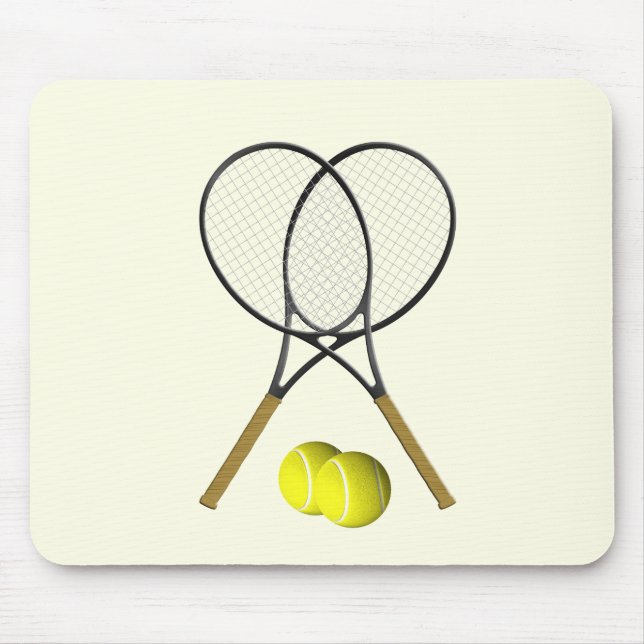 Tennis Doubles Cream Mouse Mat (Front)