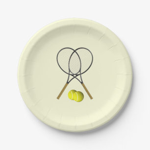 Tennis Doubles Cream Paper Plate