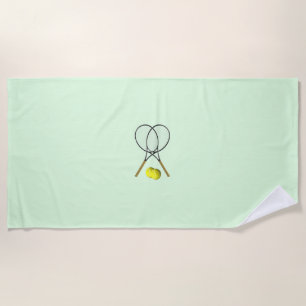 Tennis Doubles Green Beach Towel