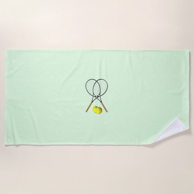Tennis Doubles Green Beach Towel (Front)