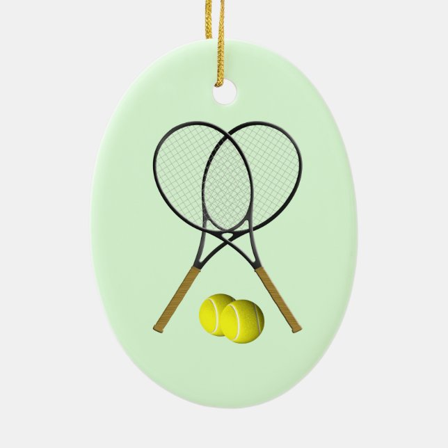 Tennis Doubles Green Ceramic Tree Decoration (Back)