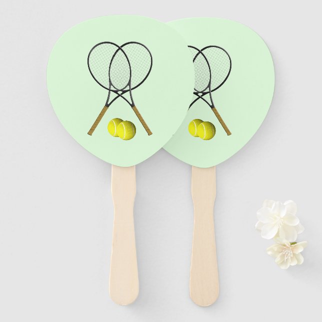 Tennis Doubles Green Hand Fan (Front and Back)