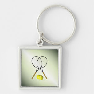 Tennis Doubles Green Key Ring