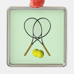 Tennis Doubles Green Metal Tree Decoration