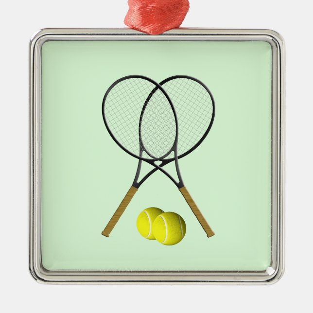 Tennis Doubles Green Metal Tree Decoration (Front)