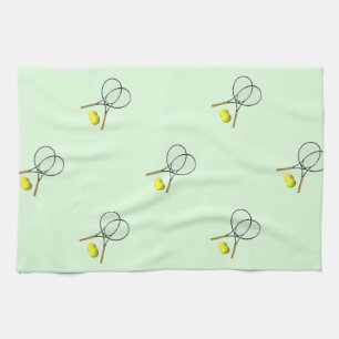 Tennis Doubles Green Tea Towel