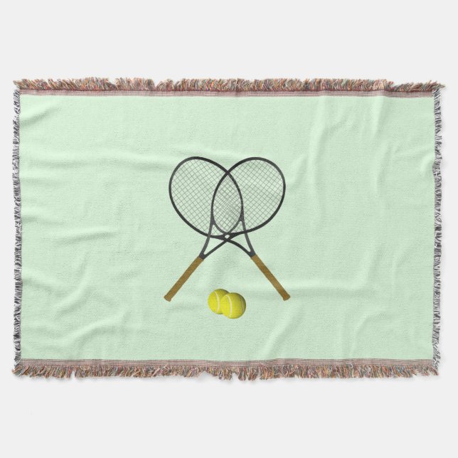 Tennis Doubles Green Throw Blanket (Front)